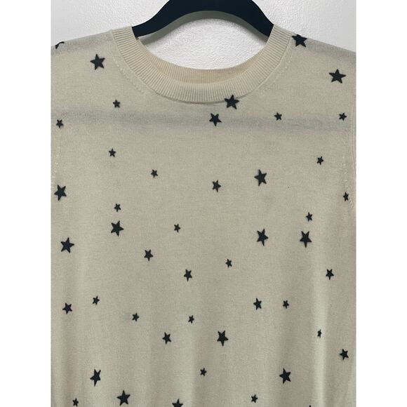 Banana Republic Silk Cashmere Crewneck Sweater Cream Stars America 4th Women XS - Picture 3 of 11